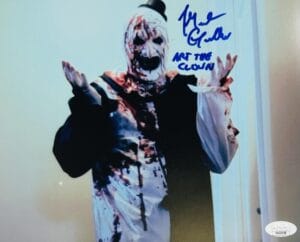 MIKE GIANNELLI SIGNED ALL HALLOWS EVE 8X10 PHOTO TERRIFIER ART THE CLOWN JSA 558