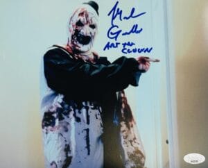 MIKE GIANNELLI SIGNED ALL HALLOWS EVE 8X10 PHOTO TERRIFIER ART THE CLOWN JSA 559