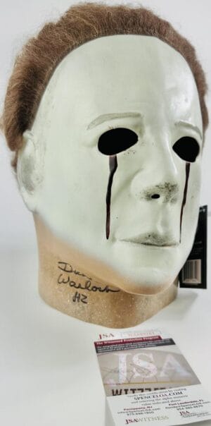 DICK WARLOCK SIGNED HALLOWEEN 2 MASK TRICK OR TREAT MICHAEL MYERS H2 JSA 183