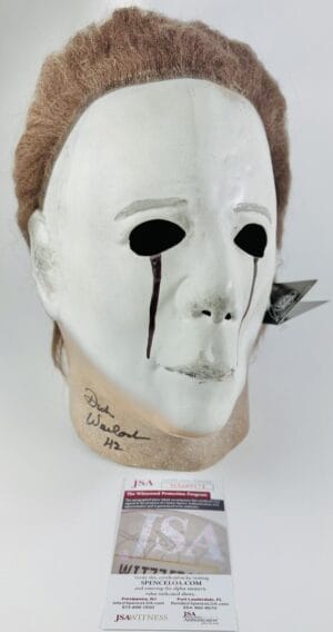 DICK WARLOCK SIGNED HALLOWEEN 2 MASK TRICK OR TREAT MICHAEL MYERS H2 JSA 174