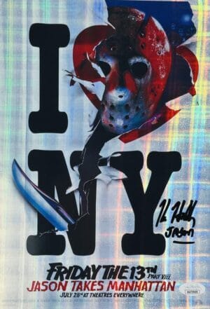 KANE HODDER FRIDAY THE 13TH SIGNED 9X11HOLOGRAPHIC PHOTO JASON VOORHEES JSA 699