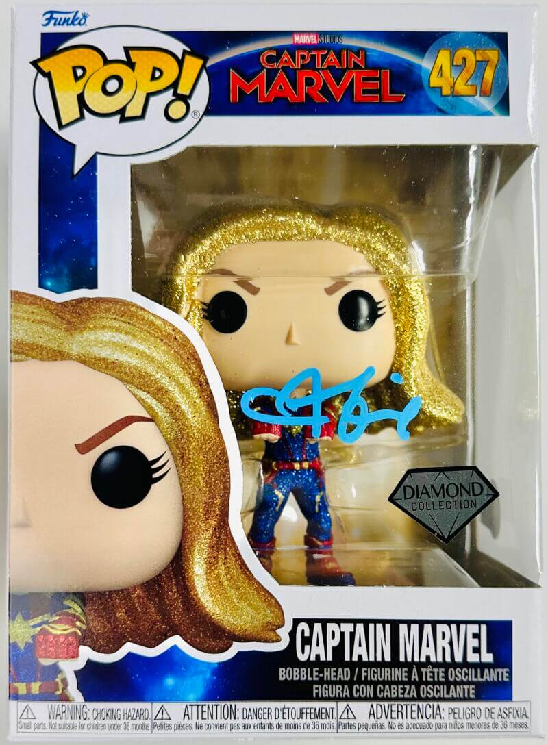 BRIE LARSON SIGNED CAPTAIN MARVEL DIAMOND COLLECTION FUNKO 427 AUTOGRAPH BAS 169