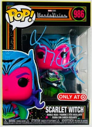 ELIZABETH OLSEN SIGNED SCARLET WITCH FUNKO POP 986 WANDA VISION AVENGERS BAS 148