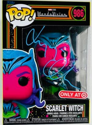 ELIZABETH OLSEN SIGNED SCARLET WITCH FUNKO POP 986 WANDA VISION AVENGERS BAS 150