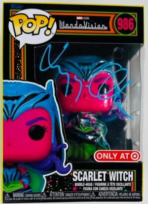ELIZABETH OLSEN SIGNED SCARLET WITCH FUNKO POP 986 WANDA VISION AVENGERS BAS 149