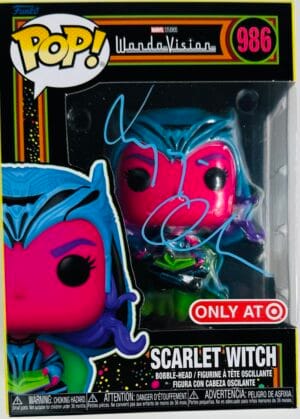 ELIZABETH OLSEN SIGNED SCARLET WITCH FUNKO POP 986 WANDA VISION AVENGERS BAS 152