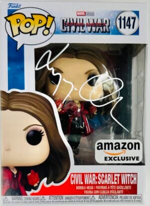 ELIZABETH OLSEN SIGNED SCARLET WITCH FUNKO 1147 CAPTAIN AMERICA CIVIL WAR BAS 53