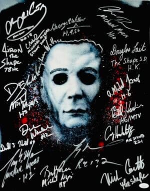 GEORGE WILBUR NICK CASTLE SIGNED HALLOWEEN 16X20 PHOTO MICHAEL MYERS JSA 9