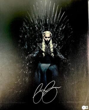 EMILIA CLARKE SIGNED 16X20 CANVAS PHOTO GAME OF THRONES DAENERYS TARGARYEN BAS 07