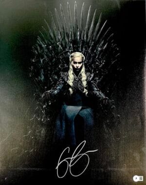 EMILIA CLARKE SIGNED 16X20 CANVAS PHOTO GAME OF THRONES DAENERYS TARGARYEN BAS 8