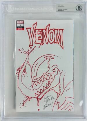 SAM DE LA ROSA SIGNED VENOM 1 BLANK SKETCH VARIANT 2018 COMIC BOOK BAS SLABBED 9