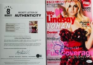 LINDSAY LOHAN SIGNED JAPANESE MAGAZINE AUTOGRAPH BECKETT FULL LETTER MEAN GIRLS