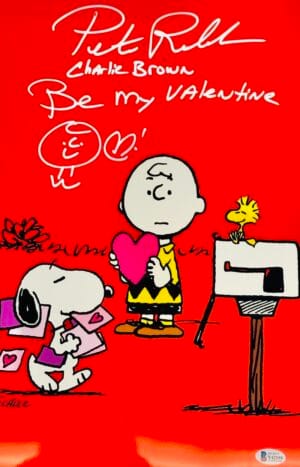 PETER ROBBINS SIGNED 11X17 METALLIC PHOTO BE MY VALENTINE CHARLIE BROWN  BAS 155