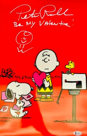 PETER ROBBINS SIGNED 11X17 METALLIC PHOTO BE MY VALENTINE CHARLIE BROWN  BAS 154