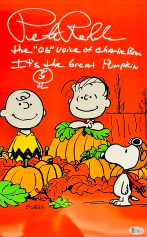 PETER ROBBINS SIGNED 11X17 METALLIC PHOTO THE GREAT PUMPKIN CHARLIE BROWN BAS 53