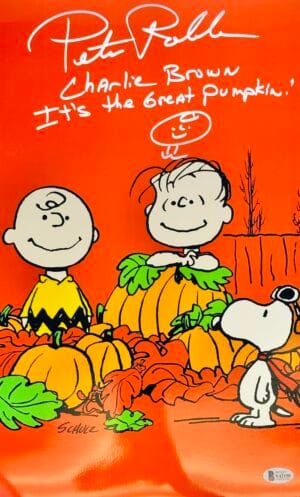 PETER ROBBINS SIGNED 11X17 METALLIC PHOTO THE GREAT PUMPKIN CHARLIE BROWN BAS 50