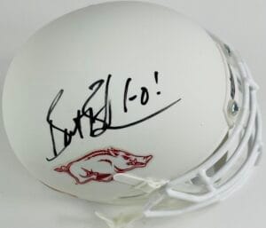 BRET BIELEMA SIGNED ARKANSAS RAZORBACKS MINI HELMET FOOTBALL AUTOGRAPH J4