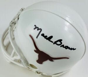 MACK BROWN SIGNED TEXAS LONGHORNS MINI HELMET NORTH CAROLINA TAR HEELS COA J5