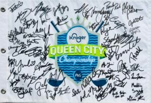 2023 KROGER QUEEN CITY CHAMPIONSHIP SIGNED GOLF FLAG ROSE ZHANG BROOKE HENDERSON K2