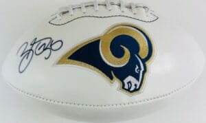 ZAC STACY SIGNED ST LOUIS LOS ANGELES RAMS LOGO FOOTBALL AUTOGRAPH COA J1