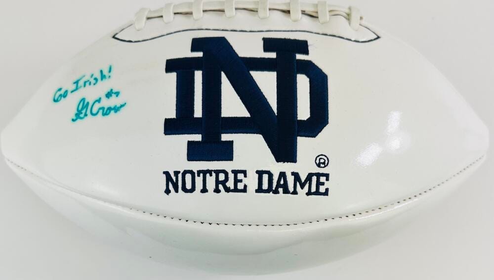 GRAY CROW SIGNED NOTRE DAME FIGHTING IRISH LOGO FOOTBALL HURRICANES AUTOGRAPH J1