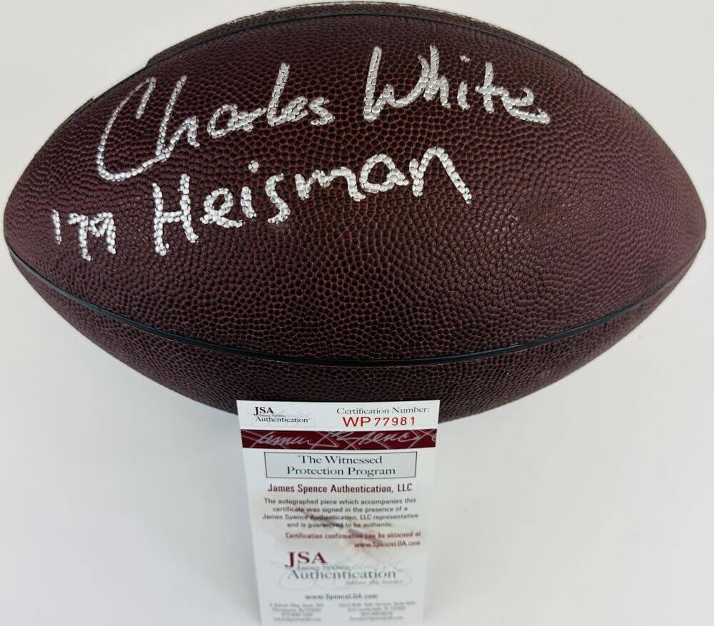 CHARLES WHITE SIGNED NIKE FOOTBALL USC TROJANS LOS ANGELES RAMS AUTOGRAPH JSA 81