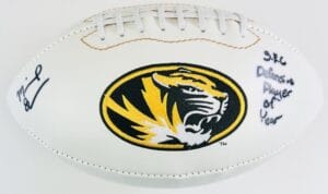 MICHAEL SAM SIGNED MISSOURI MIZZOU TIGERS LOGO FOOTBALL SEC DPOY AUTOGRAPH J2
