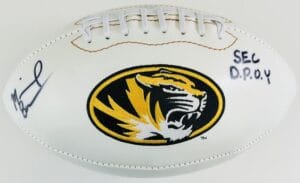MICHAEL SAM SIGNED MISSOURI MIZZOU TIGERS LOGO FOOTBALL SEC DPOY AUTOGRAPH J1