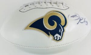 JARED COOK SIGNED ST LOUIS LOS ANGELES RAMS BLACK LOGO FOOTBALL AUTOGRAPH J1