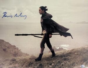 DAISY RIDLEY SIGNED METALLIC 16X20 PHOTO REY STAR WARS AUTOGRAPH BAS 239