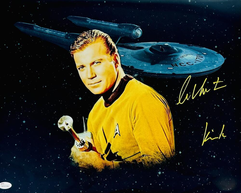 WILLIAM SHATNER SIGNED 16X20 METALLIC PHOTO STAR TREK CAPTAIN KIRK JSA 288