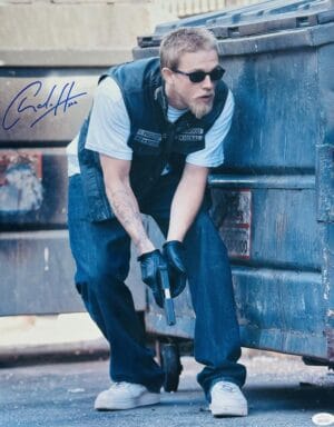 CHARLIE HUNNAM SIGNED 16X20 METALLIC PHOTO SONS OF ANARCHY JAX AUTOGRAPH JSA 452