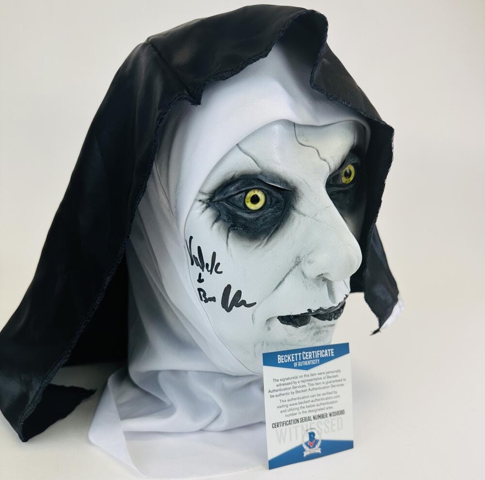 BONNIE AARONS SIGNED FULL SIZE VALAK DEMON NUN MASK THE NUN 2 II AUTOGRAPH BAS 5