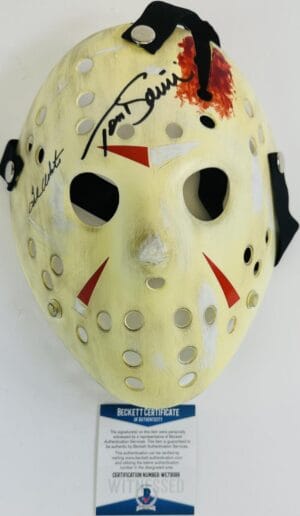 TED WHITE TOM SAVINI SIGNED JASON VOORHEES MASK FRIDAY THE 13TH FINAL CHAPTER 99