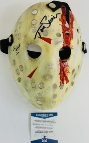TED WHITE TOM SAVINI SIGNED JASON VOORHEES MASK FRIDAY THE 13TH FINAL CHAPTER 06