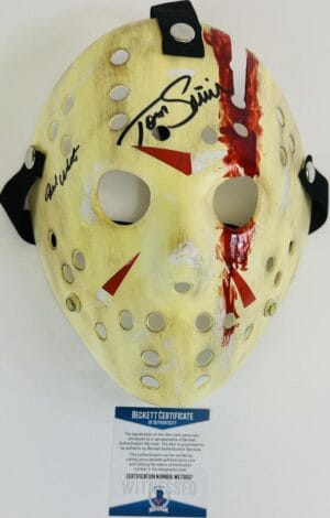 TED WHITE TOM SAVINI SIGNED JASON VOORHEES MASK FRIDAY THE 13TH FINAL CHAPTER 07