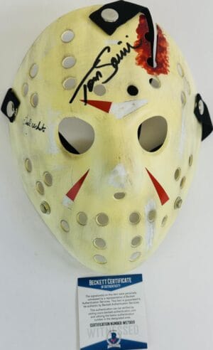 TED WHITE TOM SAVINI SIGNED JASON VOORHEES MASK FRIDAY THE 13TH FINAL CHAPTER 19