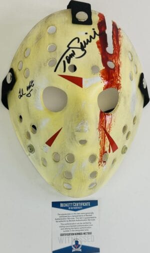 TED WHITE TOM SAVINI SIGNED JASON VOORHEES MASK FRIDAY THE 13TH FINAL CHAPTER 10