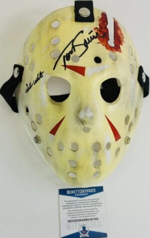 TED WHITE TOM SAVINI SIGNED JASON VOORHEES MASK FRIDAY THE 13TH FINAL CHAPTER 00