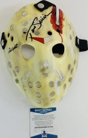 TED WHITE TOM SAVINI SIGNED JASON VOORHEES MASK FRIDAY THE 13TH FINAL CHAPTER 08