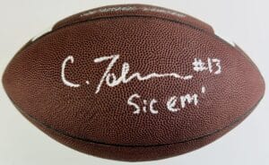 CHRIS JOHNSON SIGNED NIKE NCAA FOOTBALL BAYLOR BEARS SIC EM AUTOGRAPH COA K2