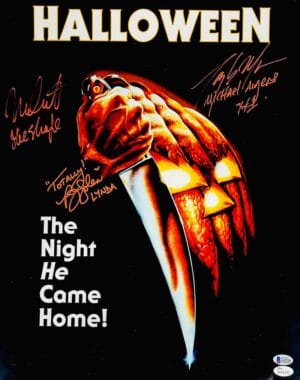 NICK CASTLE TONY MORAN PJ SOLES SIGNED HALLOWEEN 16X20 PHOTO MICHAEL MYERS JSA 5