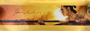 DAISY RIDLEY SIGNED METALLIC 12X20 PHOTO REY STAR WARS AUTOGRAPH BAS 253