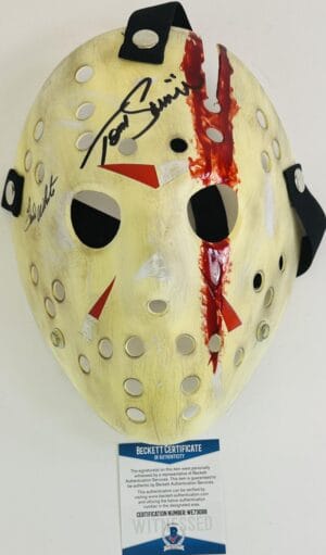 TED WHITE TOM SAVINI SIGNED JASON VOORHEES MASK FRIDAY THE 13TH FINAL CHAPTER 98