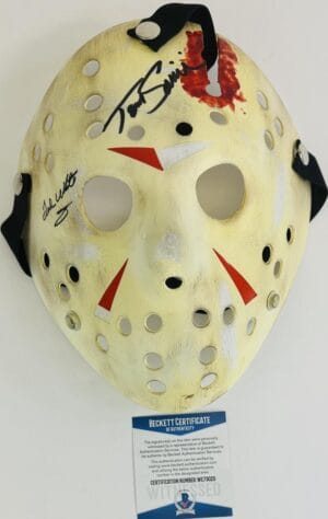 TED WHITE TOM SAVINI SIGNED JASON VOORHEES MASK FRIDAY THE 13TH FINAL CHAPTER 20