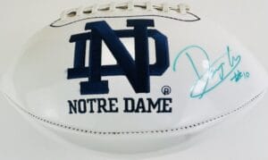 DAYNE CRIST SIGNED NOTRE DAME FIGHTING IRISH LOGO FOOTBALL JAYHAWKS AUTOGRAPH J1