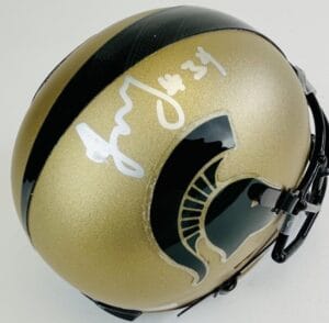TAIWAN JONES SIGNED MICHIGAN STATE SPARTANS MINI FOOTBALL HELMET AUTOGRAPH J2