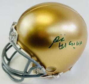 ISHAQ WILLIAMS SIGNED NOTRE DAME FIGHTING IRISH MINI FOOTBALL HELMET GIANTS J2