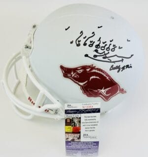 FRANK BROYLES SIGNED ARKANSAS RAZORBACKS FULL SIZE HELMET HOGS AUTOGRAPH JSA J4