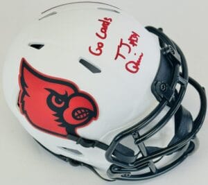 TJ T.J. QUINN SIGNED LOUISVILLE CARDINALS LUNAR MINI HELMET AUTOGRAPH K1